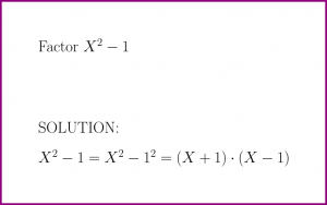 Factor X^2 - 1 (problem with solution)